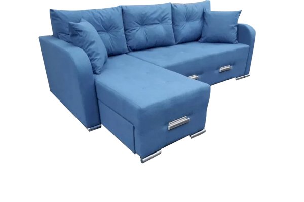 Голубой диван Новара с оттоманкой